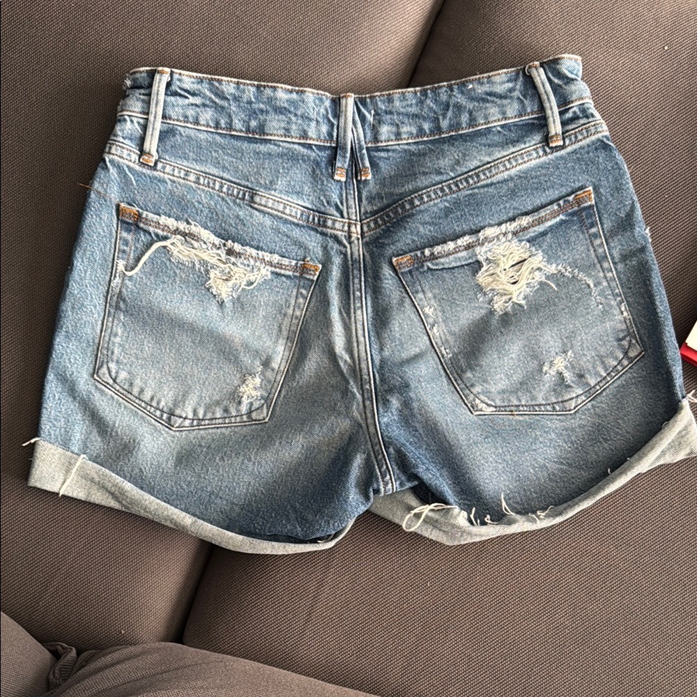 Good American Blue Distressed Jean Shorts - Picture 2 of 3